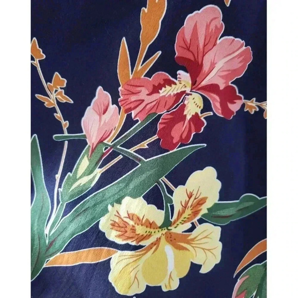 Boho Summer Floral maxi dress with slit in the front Medium Navy - Picture 3 of 11